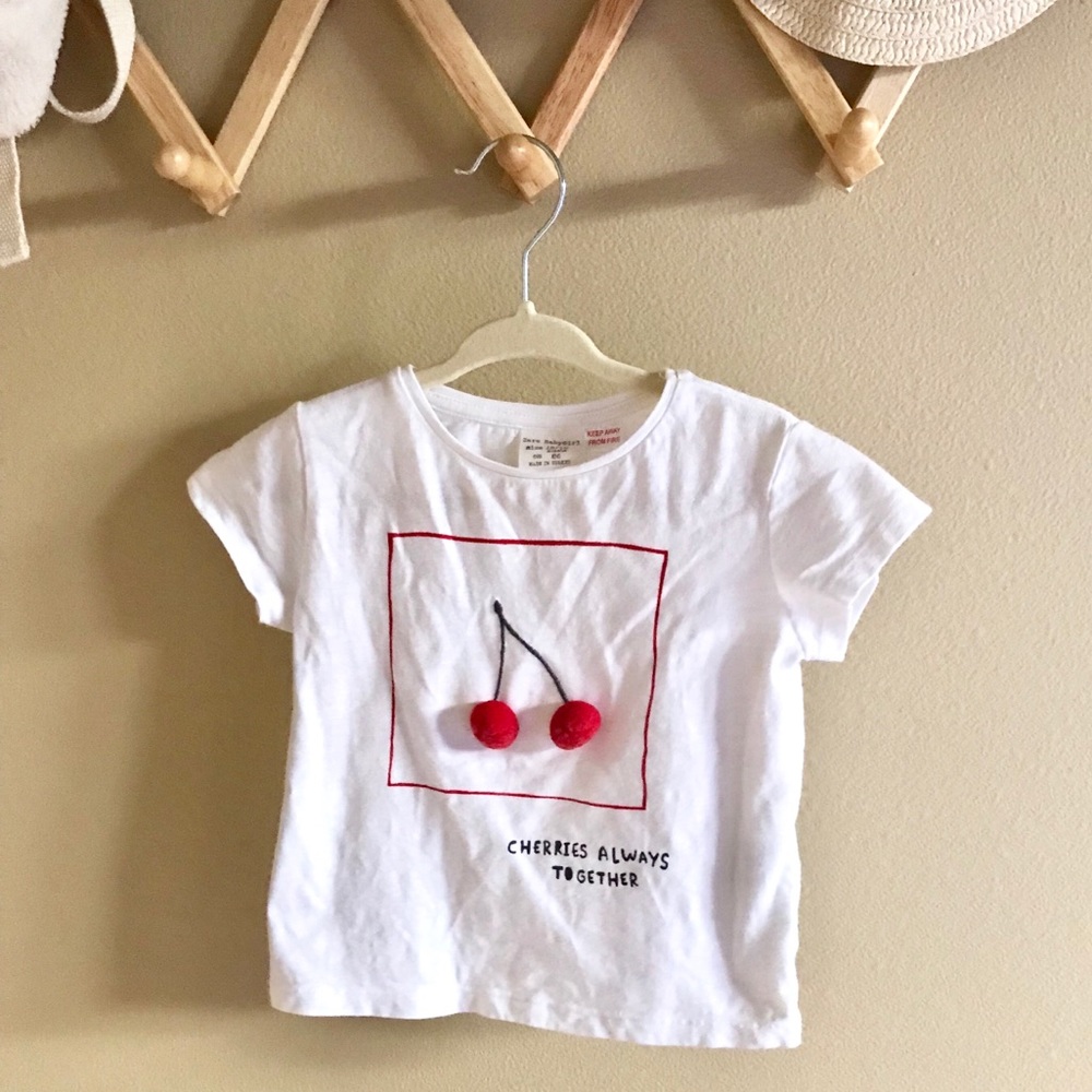 Zara Cherry Pom Pom Tee